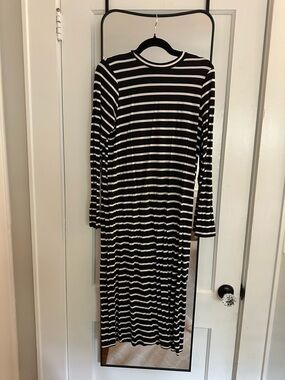 ASOS Maternity Black and White Striped Maxi Dress
